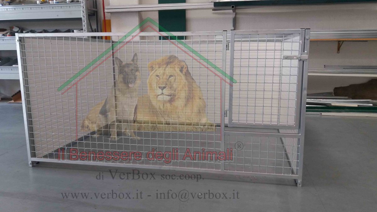 RECINTO CUCCIOLI CON 3 LATI IN COIBENTATO + FRONTE IN RETE 200x150xH100cm - immagine 4