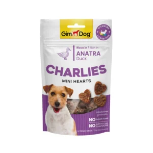 Gimdog Charlies Mini Hearts Anatra 70g Snack per Cani