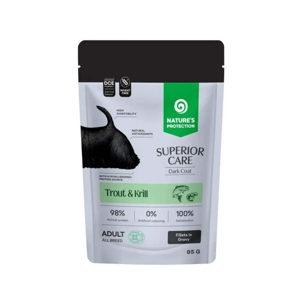 Nature's Protection Superior Care Trota e Krill 85g Bustina per Cani Adulti Dark Coat