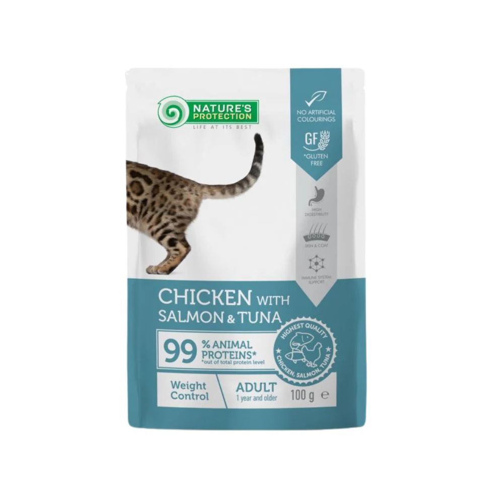 Nature's Protection Weight Control con Pollo Salmone e Tonno Bustina per Gatti 100g - immagine 2