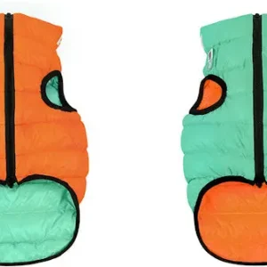 AiryVest Lumi Piumino Revers Arancio/Verde XS22 cm per Cani