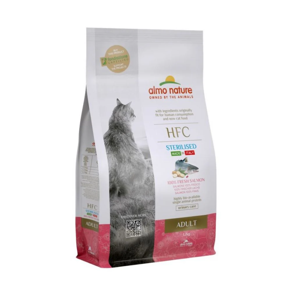 Almo Nature HFC Sterilised Con Salmone Fresco Crocchette 1.2kg Gatti Adulti