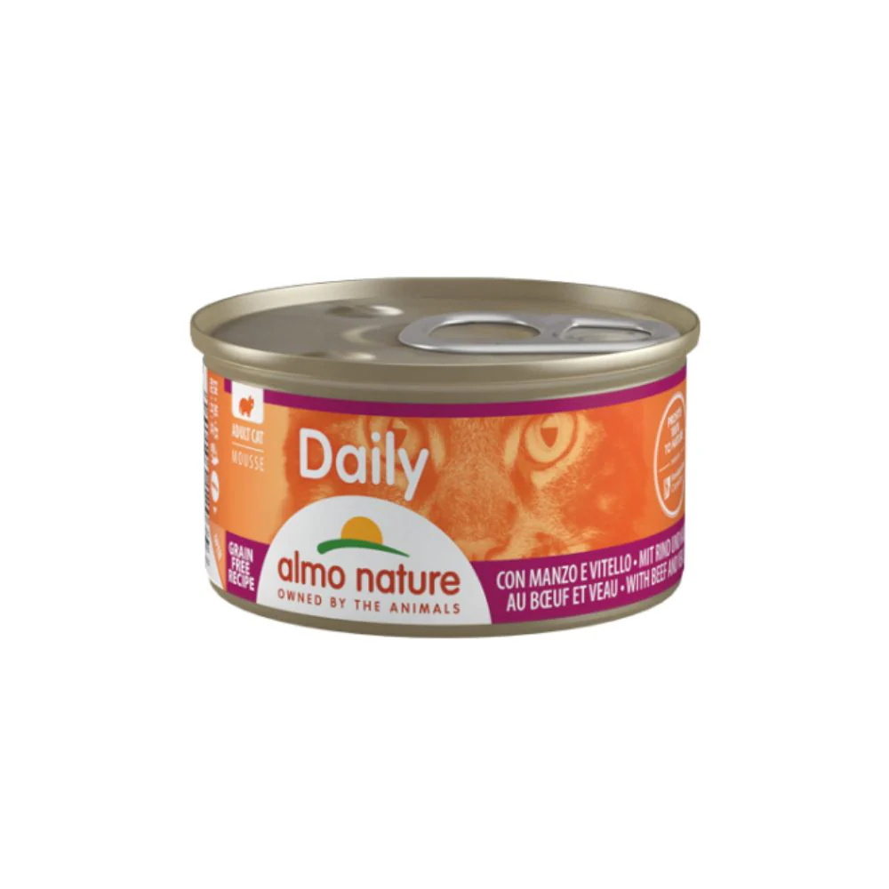 Almo Nature Daily Mousse Con Manzo e Vitello 85g Lattina Gatti Adulti