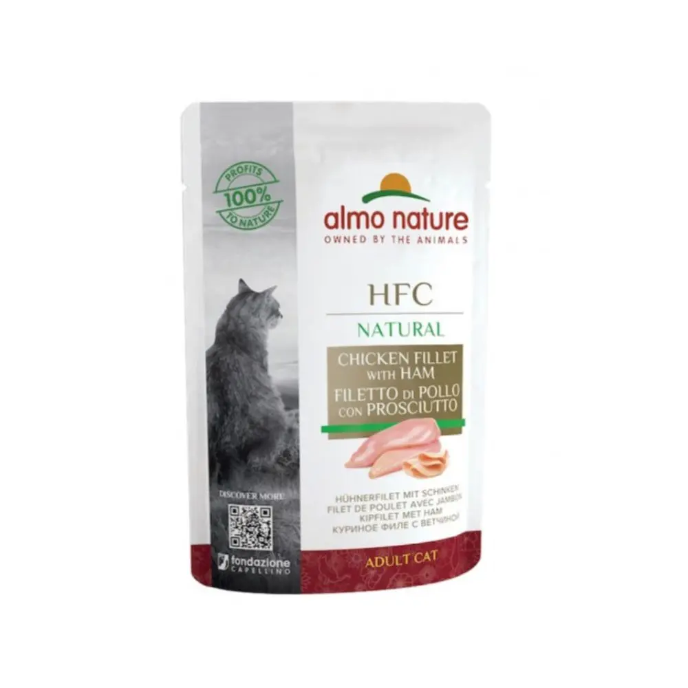 Almo Nature Hfc Natural Filetto Di Pollo Con Prosciutto 55g Gatti Adulti - immagine 2
