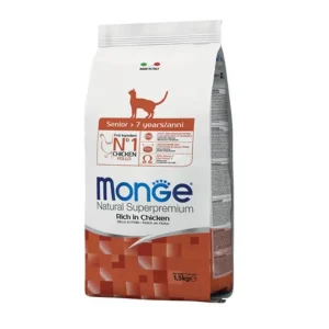 Monge Natural Senior Pollo Crocchette 1,5kg Gatti Anziani
