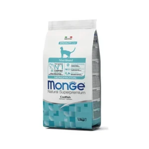 Monge Monoprotein Sterilised Merluzzo 1.5kg Crocchette Gatti Sterilizzati