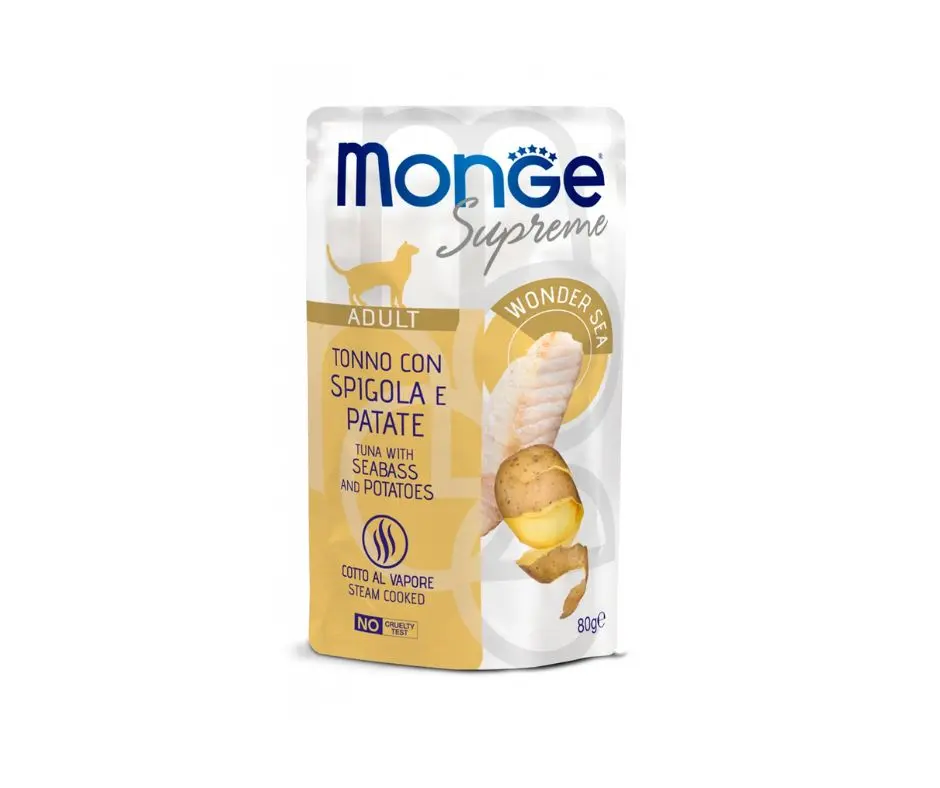 Monge Supreme Adult Tonno Spigola e Patate Bustine 80g Gatti - immagine 2