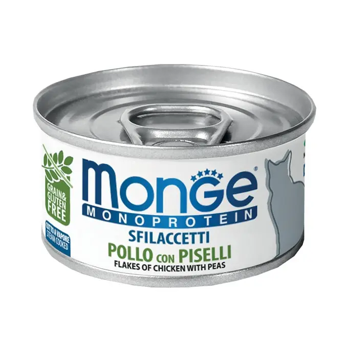 Monge Sfilaccetti Monoprotein Pollo Con Piselli Lattina 80g Gatti Adulti - immagine 2
