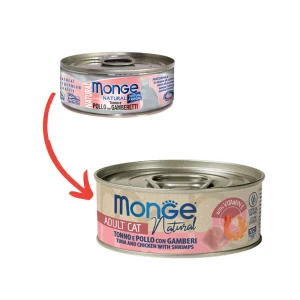 Monge Natural Tonno e Pollo con Gamberetti Lattina 80g Gatti Adulti
