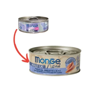Monge Natural Pollo con Omelette e Alici 80g Lattina Gatti Adulti