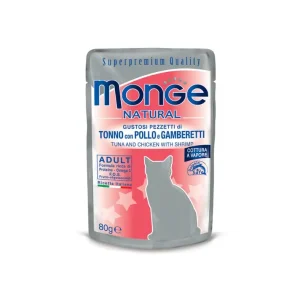 Monge Superpremium Tonno Con Pollo e Gamberetti Bustine da 80g Gatti Adulti
