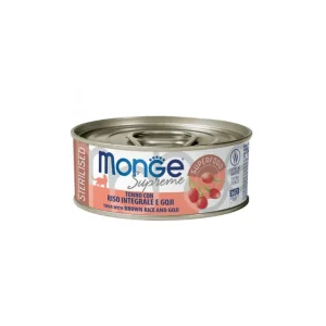 Monge Supreme Sterilised Tonno Riso Integrale e Goji Lattina 80g Gatti