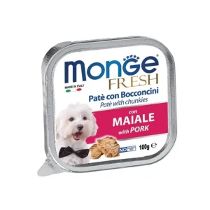 Monge Fresh Maiale Paté e Bocconcini Vaschetta 100g Cani Adulti