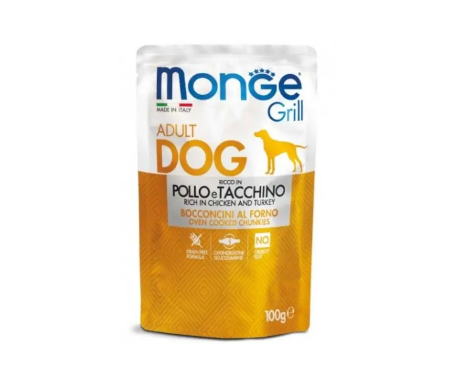 Monge Grill Bocconcini Con Pollo e Tacchino 100g Bustine Cani Adulti
