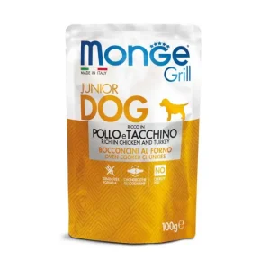 Monge Grill Junior Bocconcini Con Pollo e Tacchino 100g Bustine Cani Cuccioli