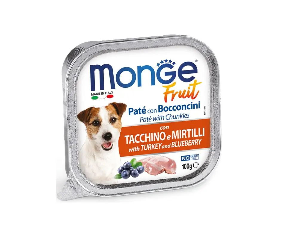 Monge Fruit Tacchino e Mirtilli Patè e Bocconcini Vaschetta Cani 100g - immagine 2