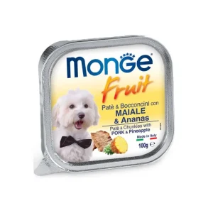 Monge Fruit Maiale e Ananas Patè e Bocconcini Vaschetta Cani 100g