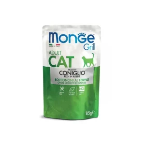 Monge Grill Adult Cat Bocconcini di Coniglio al Forno Bustine da 85g Gatti