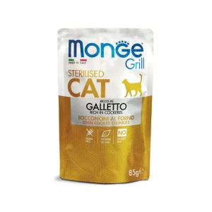 Monge Grill Sterilised Cat Bocconcini di Galletto al forno 85g Bustina Gatti