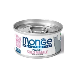 Monge Sfilaccetti Monoprotein solo Maiale Lattina 80g Gatti Adulti