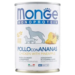 Monge Monoprotein Patè Pollo con Ananas Lattina 400g Cani Adulti