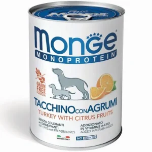 Monge Monoprotein Patè Tacchino Con Agrumi Scatolette Da 400g Cani Adulti