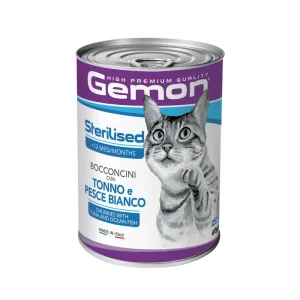 Gemon Sterilised Bocconcini con Tonno e Pesce Bianco 415g Lattina Gatti