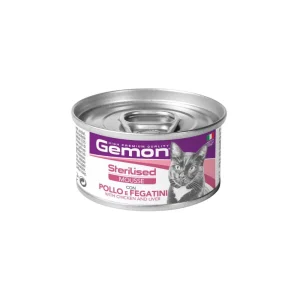 Gemon Adult Mousse con Pollo e Fegatini 85g Lattina Gatti Sterilizzati