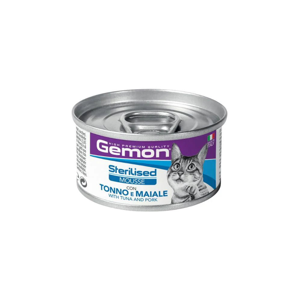 Gemon Adult Mousse con Tonno e Maiale 85g Lattina Gatti Sterilizzati