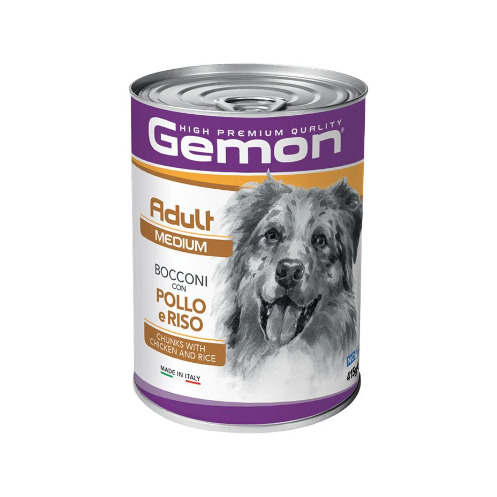 Gemon Medium Adult Bocconi con Pollo e Riso 415g Lattina Cani - immagine 2