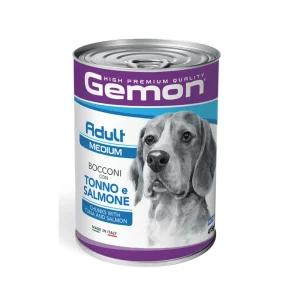 Gemon Medium Adult Bocconi con Tonno e Salmone 415g Lattina Cani