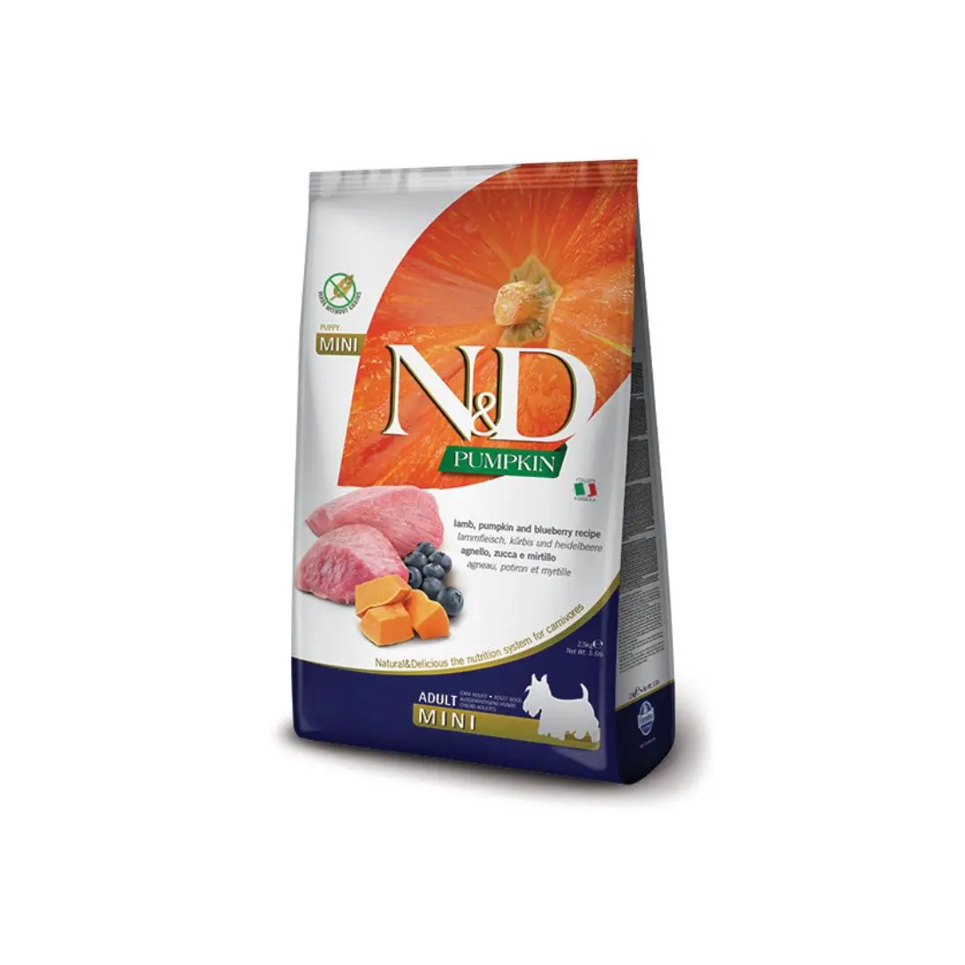 Farmina N&D Pumpkin Agnello e Mirtillo Adult Mini 2,5Kg Crocchette Cani Adulti