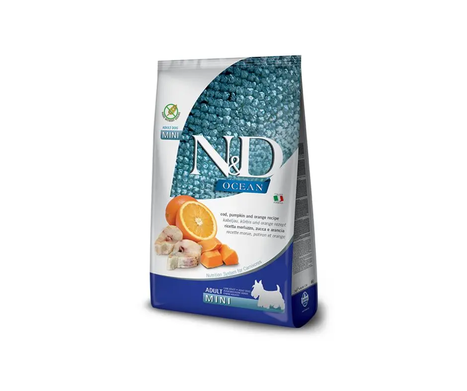 Farmina N&D Ocean Merluzzo Zucca Arancia 800g Crocchette Cani Adult Mini