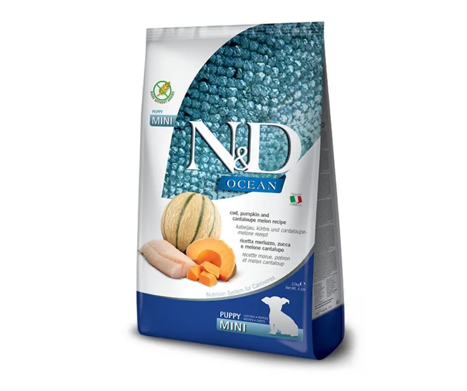 Farmina N&D Ocean Merluzzo Zucca Melone 2,5kg Crocchette Mini Puppy