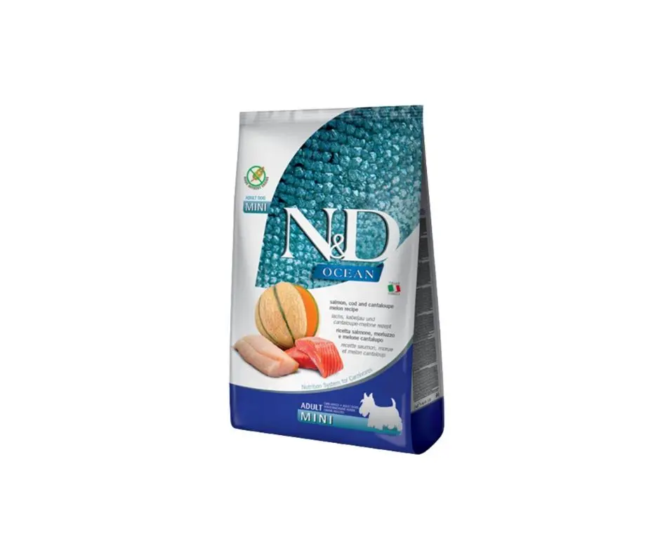 Farmina N&D Ocean Salmone Merluzzo Melone 800g Crocchette Cani Mini Adult