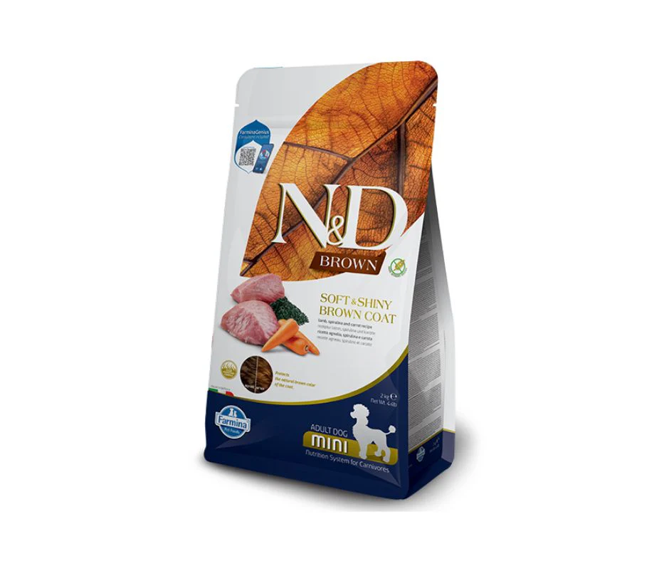 Farmina N&D Brown Agnello Spirulina e Carote 2kg Crocchette Cani Mini Adult - immagine 2