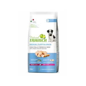 Trainer Natural Medium Puppy & Junior Pollo 12Kg Crocchette Cani Cuccioli