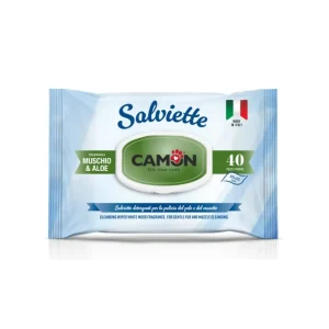 Camon Salviette Detergenti Muschio e Aloe 40pz Cani e Gatti