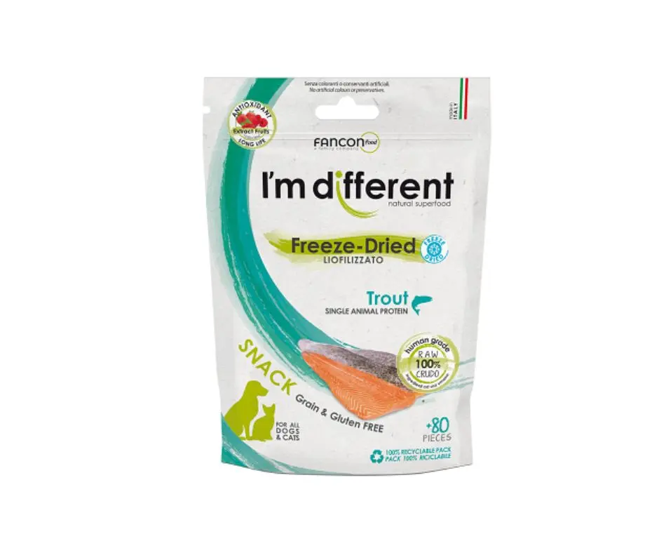Im Different Freeze-Dried Liofilizzato a Trota Snack 40g per Cani e Gatti