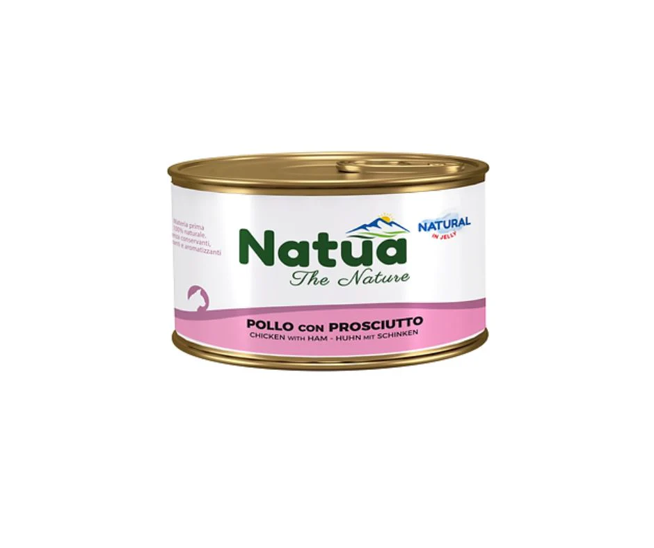 Natua Natural Pollo e Prosciutto in Jelly Lattina 85g Gatti - immagine 2