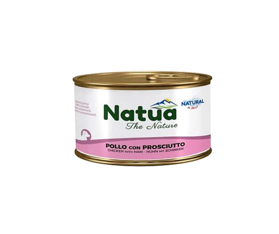 Natua Natural Pollo e Prosciutto in Jelly Lattina 85g Cani