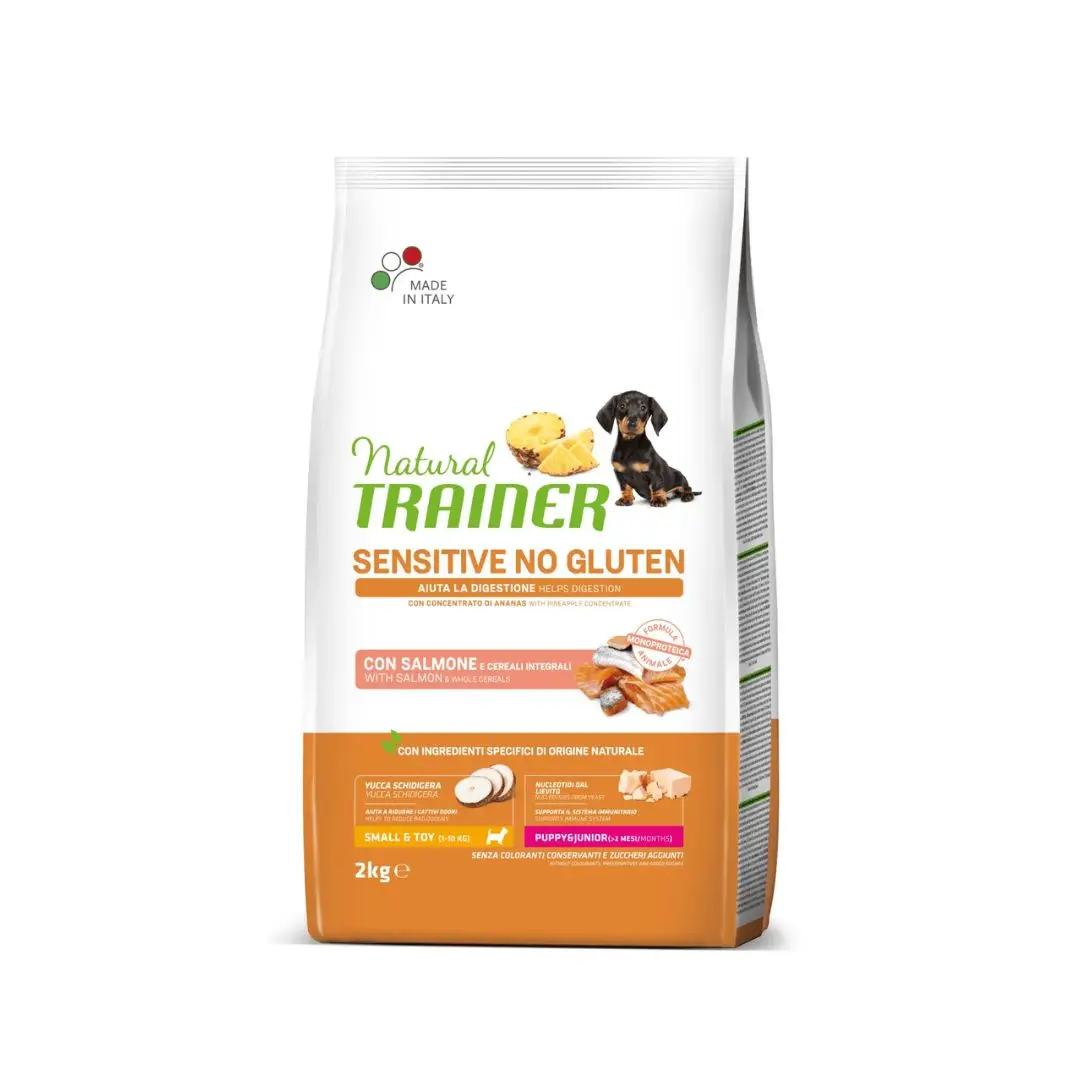 Trainer Sensitive Salmone Puppy e Junior 2kg Crocchette Cani Small e Toy - immagine 2