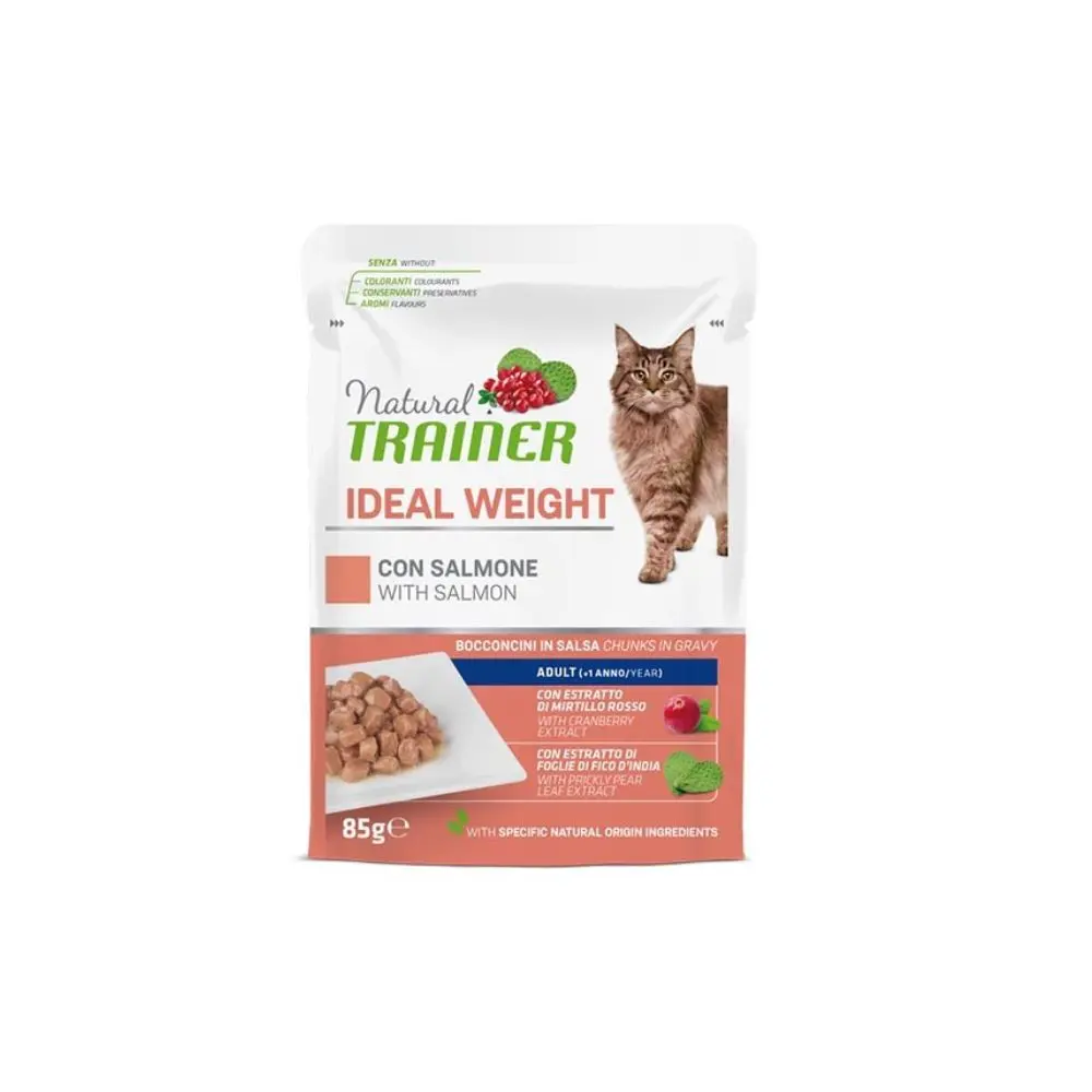Trainer Natural Ideal Weight Salmone 85g Bustina Gatti Adulti