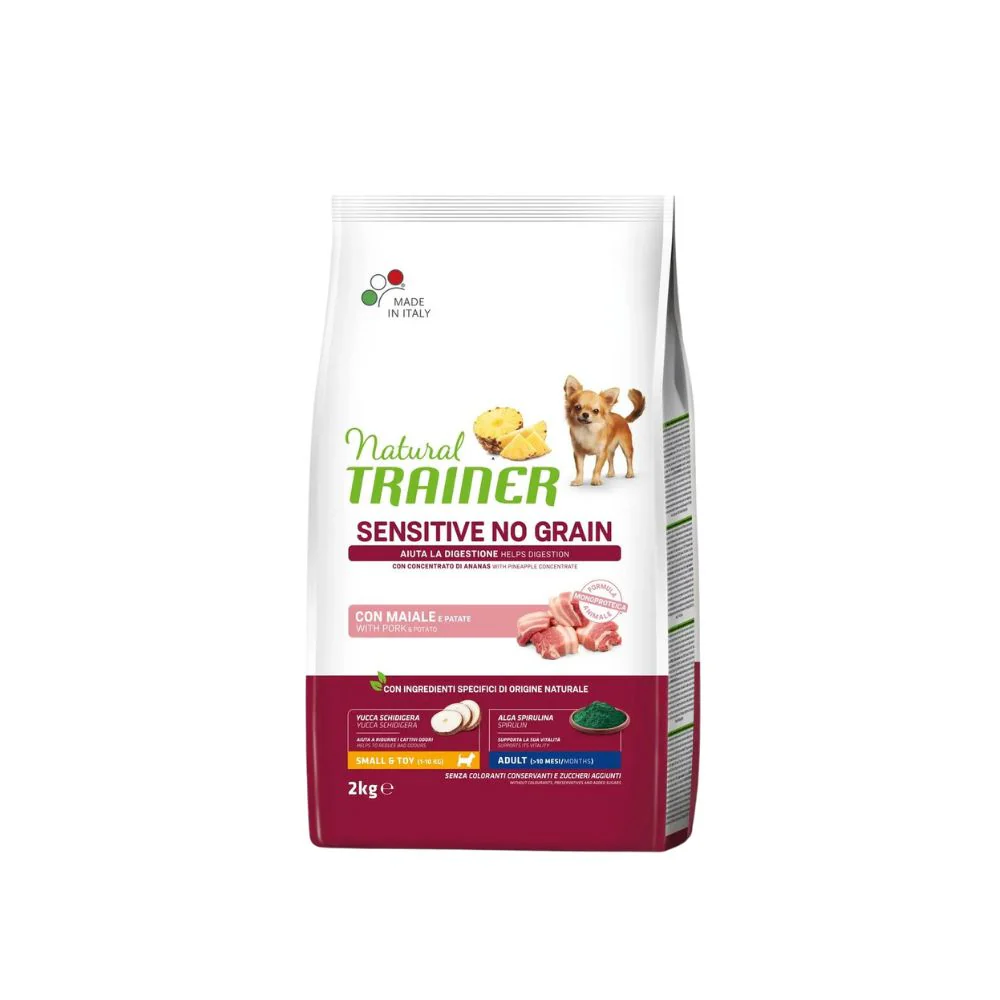 Trainer Sensitive Maiale No Grain 2kg Crocchette Cani Small e Toy Adult - immagine 2
