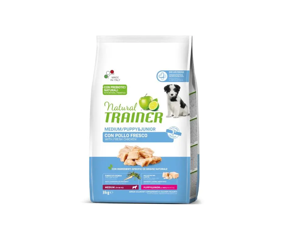 Trainer Natural Pollo 3Kg Crocchette Cani Medium Puppy e Junior
