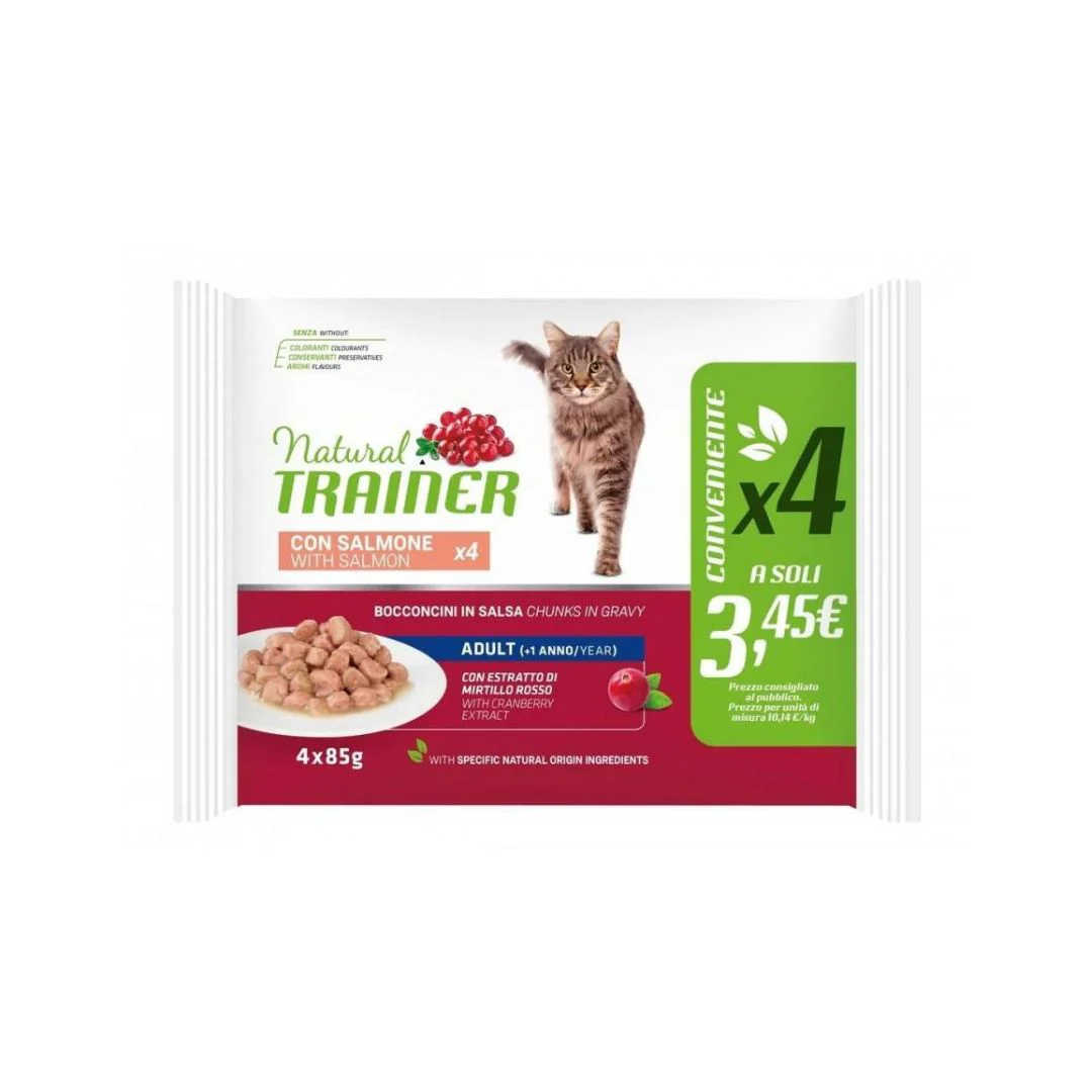 Trainer Natural Bocconcini di Salmone 4x85g Bustina Gatti Adulti