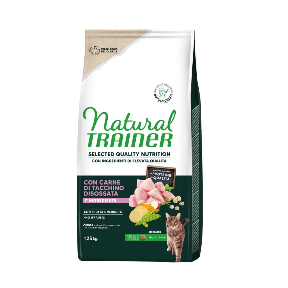 Trainer Natural Selected Quality Nutrition Tacchino 1,25kg Crocchette Gatti Sterilizzati Adult - immagine 2