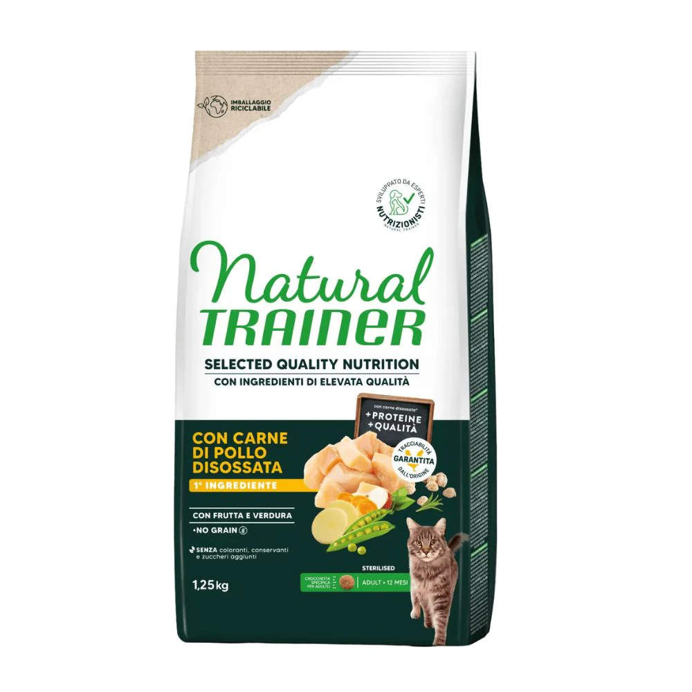 Trainer Natural Selected Quality Nutrition Pollo 1,25kg Crocchette Gatti Sterilizzati Adult - immagine 2