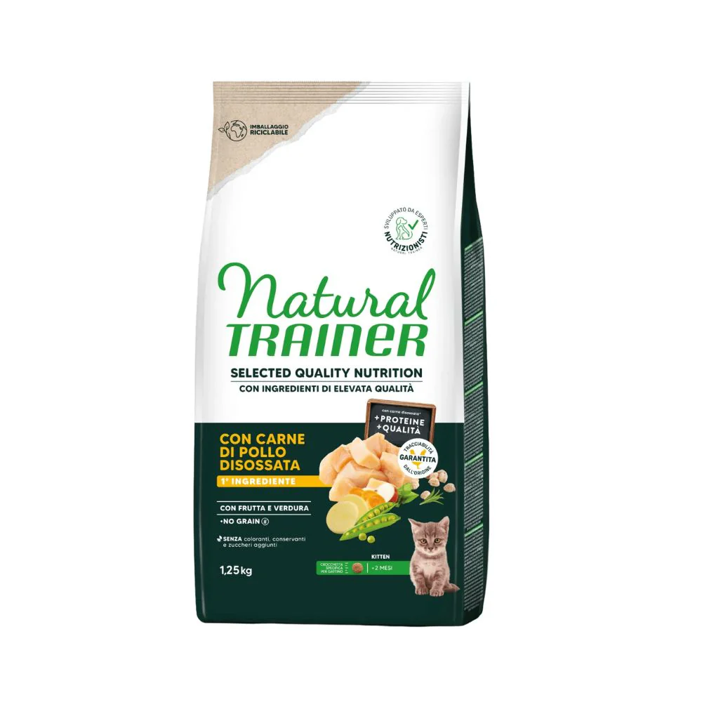 Trainer Natural Selected Quality Nutrition Pollo 1,25kg Crocchette Gattini Kitten - immagine 2