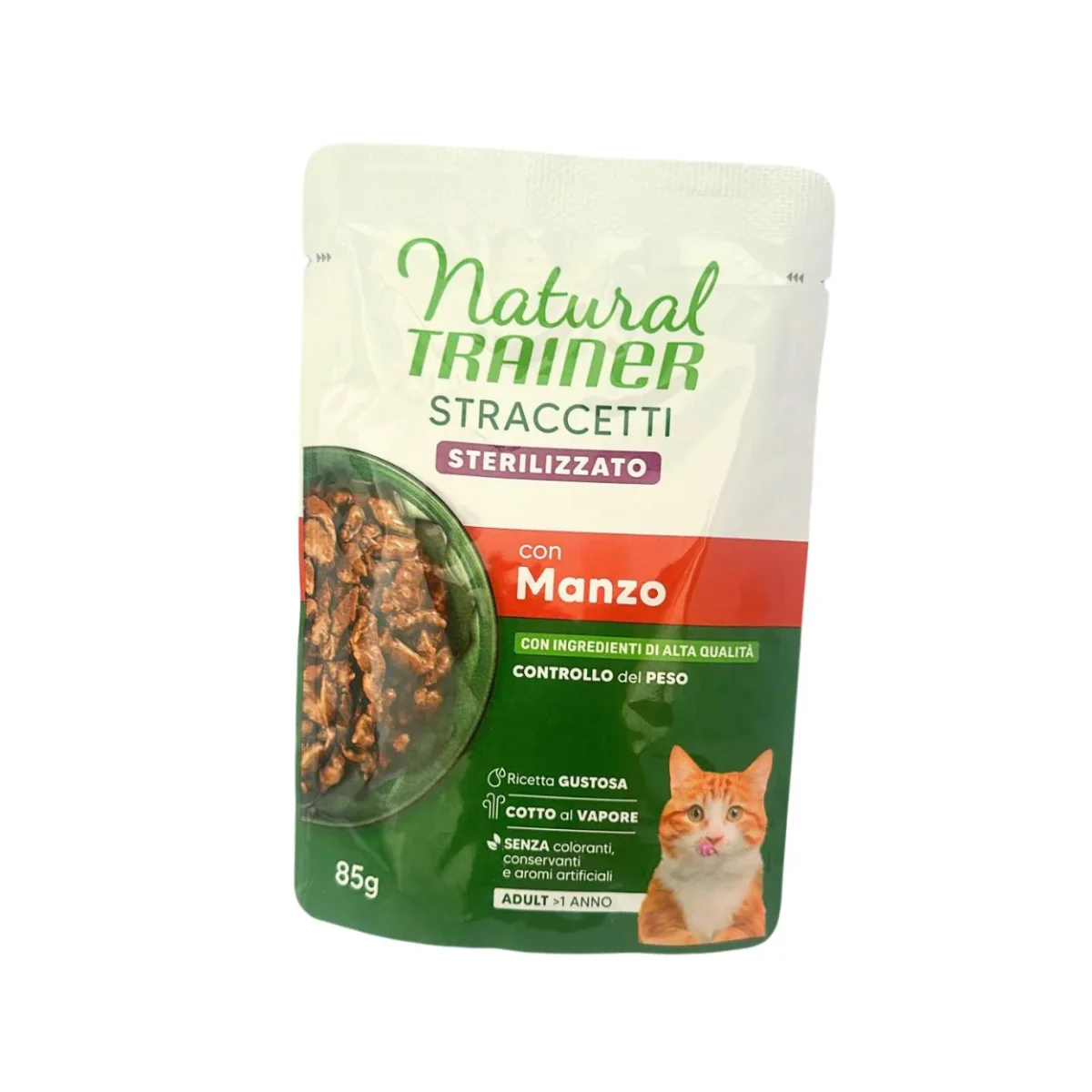 Trainer Natural Straccetti Manzo 85g Bustina Gatti Sterilizzati Adulti